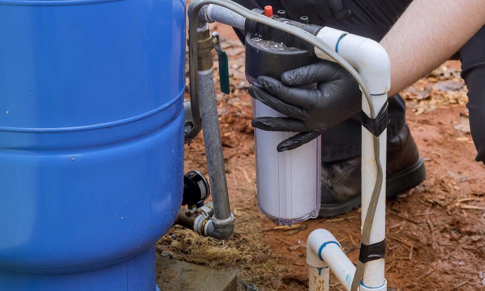 worker maintenance work replaces at domestic water